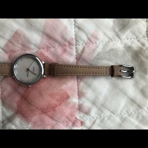 Light Brown Fossil Watch with Accent Diamonds